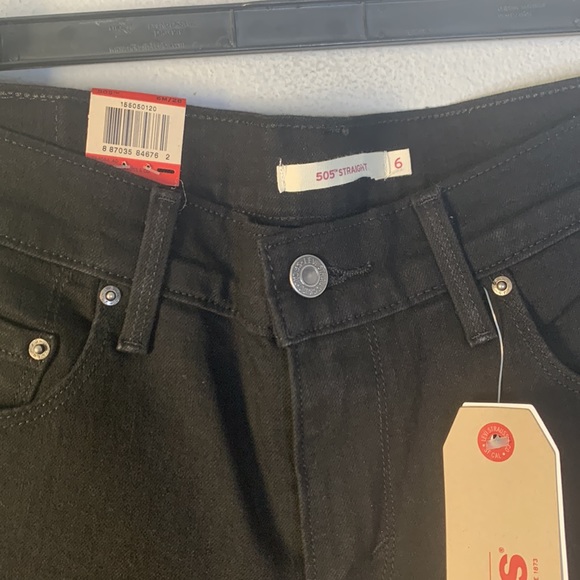 Levi's 505 Relaxed Straight Leg Mid Rise Denim Jeans NWT Onyx black 6 - Picture 2 of 7